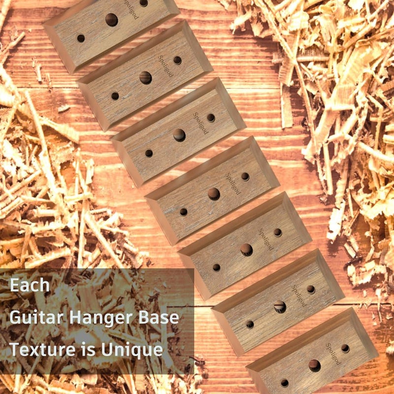 Spoligod Guitar Wall Mount Hanger 3 Pack, Guitar Hanger,Black Walnut Guitar Hook Holder Stand for Acoustic Electric Bass Guitar Ukulele Mandolin at Home, Studio - Image 2